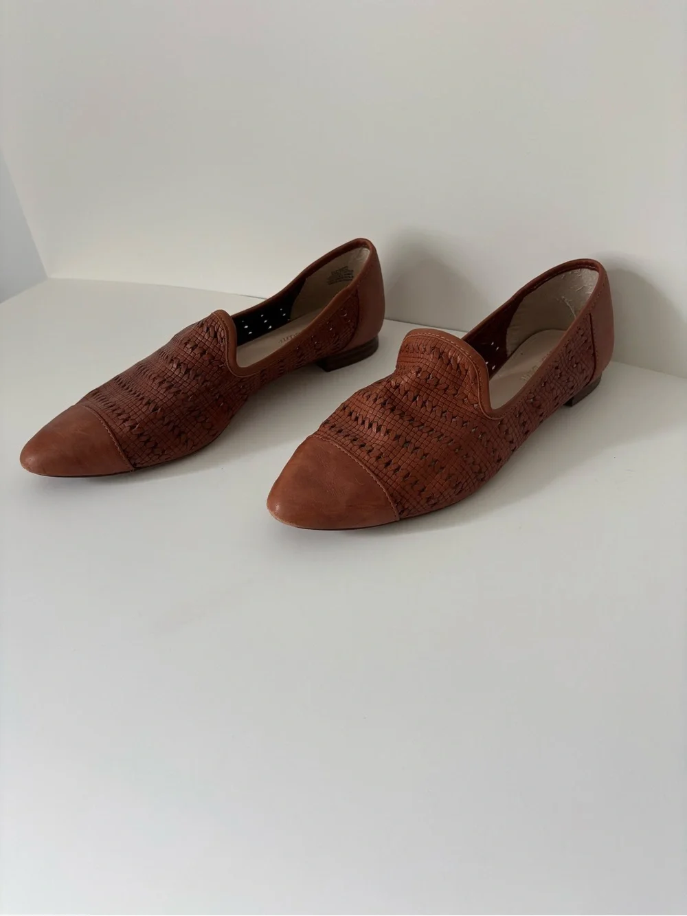 Essex Lane Cognac Woven Leather Loafers